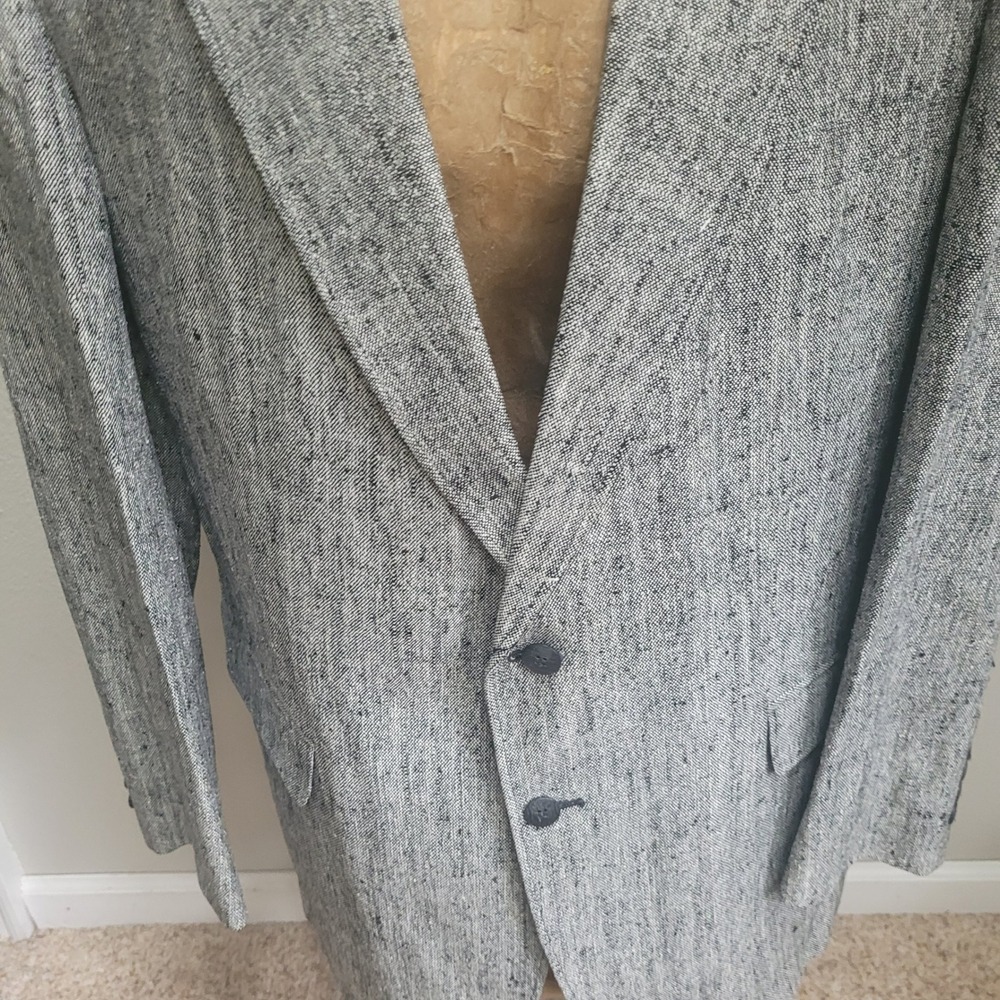 Savile Row Blazer 2 Button Coat Jacket Black Herringbone 34L - Picture 2 of 11